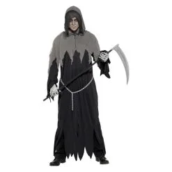 Smiffys Grim Reaper Robe Kostuum - Zwart